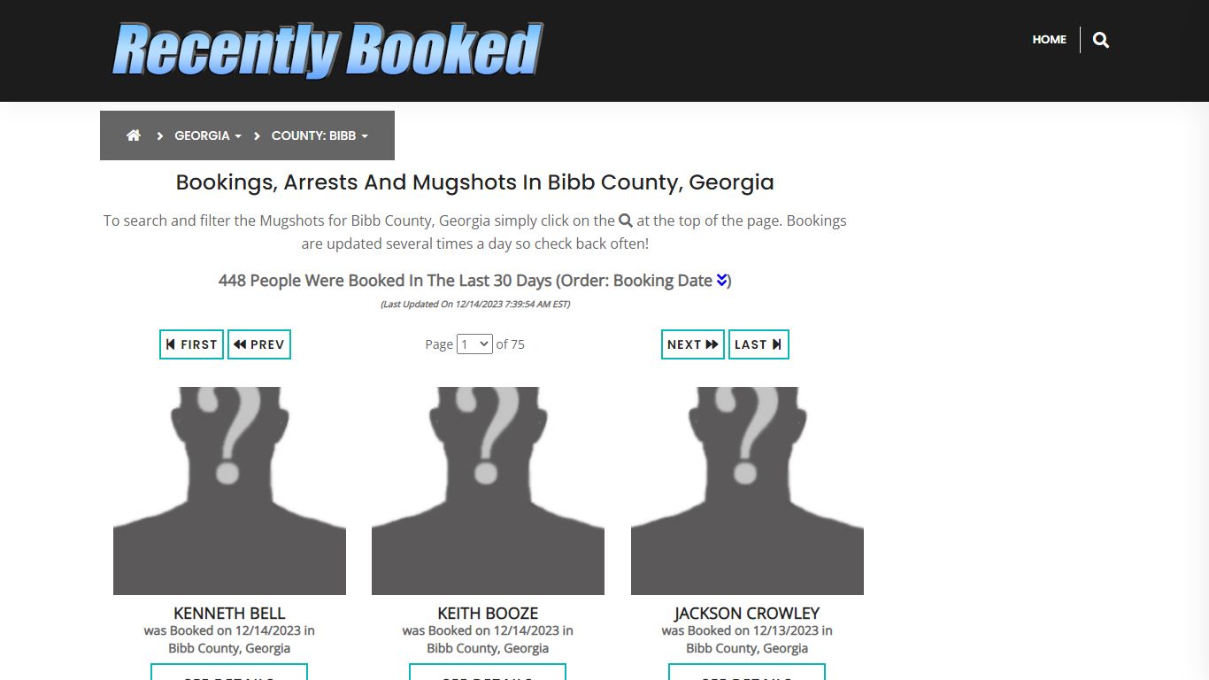 Recent bookings, Arrests, Mugshots in Bibb County, Georgia